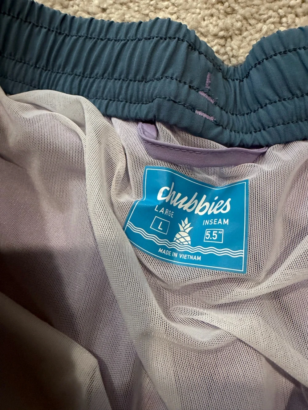 chubbies Lavender Athletic Shorts with Teal Trim